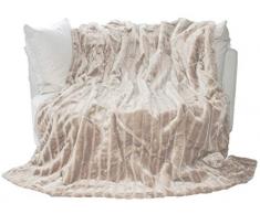 Felldecke, Hochwertige Kuscheldecke, Decke, Wohndecke, Nerzdecke, Plaid, Webpelzdecke, Tagesdecke (180 x 220 cm, Hell Braun)