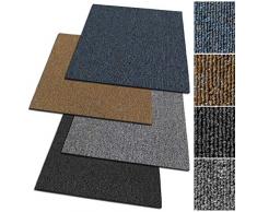 Design Teppichfliesen Moskau 50x50 cm selbstliegend - 1 m² Set - strapazierfähiger Teppich Bodenbelag mit hochwertigem Schlingenflor - antistatisch mit Bitumen Rücken (Blau, 4 Stück)