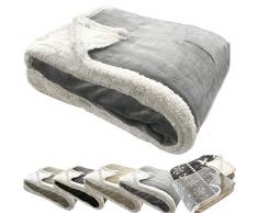 JEMIDI Lammflor Optik Wohndecke Sherpa 200 x 150cm ca. 1350g Kuscheldecke Sofadecke XL XXL Felldecke Decke Tagesdecke Lammfelldecke (Grau 200x150)