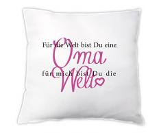 Kissen Für mich bist du die Welt - Oma - Zierkissen, Dekokissen, Geschenkidee, Geburtstagsgeschenk, Weihnachtsgeschenk, Geschenk zum Geburtstag, zu Weihnachten, für die Oma