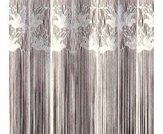 Fashion&Joy - Fadengardine Fadenvorhang mit Kräuselband & Stangendurchzug - HxB 150x300 cm mit Oberbordüre Motiv Vögel - Fadenstore weiß Gardine Vorhang Typ17