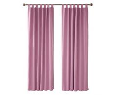 Deconovo Vorhang Verdunkelung Thermo Vorhänge Schallschutz mit Schlaufen 220x140 cm Rosa 2er Set