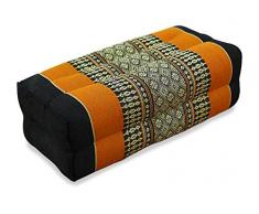 livasia Festes Stützkissen für Yoga (Asanas), Blockkissen BZW. Yogakissen als Hilfe, Würfel aus Kapok (schwarz/orange)