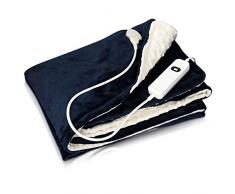 Navaris XXL Elektrische Wärme Heizdecke - 180x130cm 3 Wärmestufen Abschaltautomatik waschbar - Kuschelige Bett Wärmedecke Dunkelblau