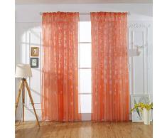 Vorhang, Weihnachten Schneeflocke Vorhang Tüll Fenster Behandlung, Voiletuch Volant, Fenster Vorhang Balkon Sichtschutz Bildschirm Vorhänge Tür Fenster Dekor (Orange)