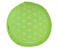 maylow Yogakissen Blume des Lebens 100% Baumwolle Bio-Dinkelspelzen H: 10 cm (apfelgrün / weiß)