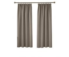 Deconovo Gardinen Blickdicht Kräuselband Vorhang Verdunkelung Schlafzimmer 175x140 cm Taupe 2er Set