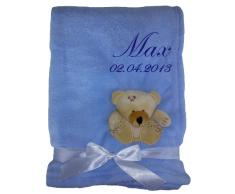 Kuschlige Babydecke 3d WEICH FLAUSCHIG mit Namen und Datum bestickt