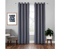 Vorhang Blickdicht Gardinen Solid Color Curtain Abwaschbar Geräuschreduzierung Wärmeschutz Licht Blockieren Verdunkelungsvorhang, 2er Set (A:42x63(107x160cm), Grau)