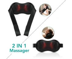 Naipo Shiatsu Massagekissen für Nacken Schulter Rücken Nackenmassagegerät 3D-Rotation mit Infrarot Wärmefunktion Knetmassage mit Lang-Gürtel Fingerartigen Massageknoten Tragbar für Auto Zuhause Büro