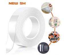 Doppelseitiges Klebeband Extra Stark 5M Magisch Nano Doppelseitige Klebebänder Transparent Ablösbar Klebestreifen Doppelseitig Spurloses Waschbares Klebeband für Teppich Fotorahmen Küche
