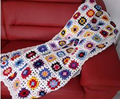 Patchwork Decke 120x220, XXL, Tagesdecke, Plaid, gehäkelt, Granny Square, Handarbeit, Vintage Look