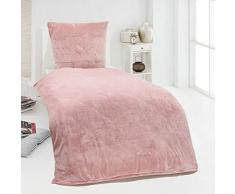 MALIKA Winter Plüsch Bettwäsche Nicky-Teddy Cashmere Coral Fleece 135x200 155x220 200, Größe:155 x 220 cm, Designe:ROSA