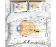 622 AhnQIJI Bettwäschesets Augapfel Diagramm Menschliches Auge Anatomie Optische Wissenschaften Augenheilkunde Organphysiologie Netzhaut Visuelle Mikrofaserbettwäsche mit 2 Kissenbezügen