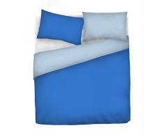 Italian Bed Linen Natural Color Doubleface Bettbezug, 100% Baumwolle, royal/hell Blau, Doppelte
