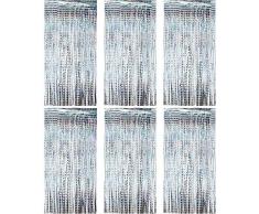 Queta (1m x 2m) 6 STK Lametta Vorhänge Dekoration Folie Vorhang Glitzer Vorhang Deko Glänzende Fransenvorhang für Weihnachten, Hochzeitsdekoration, Geburtstagsfeier Dekor (Silber)