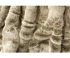 Felldecke aus Webpelzdecke, Hundedecke Grauwolf mit grau-beigem Fell 60x90