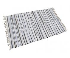 GMMH Fleckerlteppich Baumwolle Streifen Handweb Teppich Flickenteppich Fleckerl Handwebteppich (48 x 95 cm, grau)