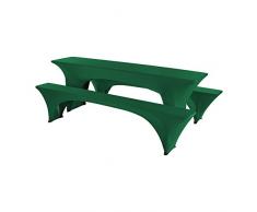 SCHEFFLER-Home Bierzelt-Garnitur 3tlg. Set für Tisch und Bänke Stretch-Hussen 50x220 cm, Stretch-Bezug bi-elastische Husse, Moderne Abdeckung - Grün