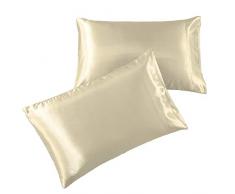 Satin-Bettwäsche – 1800 tiefes Taschen-Bettlaken-Set – luxuriöses, seidiges Mikrofaser-Spannbetttuch, Bettlaken, Kissenbezüge 2 Standard Pillowcases elfenbeinfarben