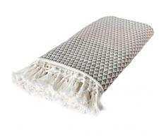 Nielsen Wohndecke Plaid Dana, 150x200 cm, Grau Mauve (Altrosa) Weiß (Weiss), Gemustert, Boho, Baumwolle, gemütliche Decke, Couchdecke, Sofadecke, Schlafdecke, Picknickdecke, Tagesdecke