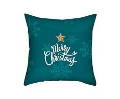 Jfhrfged Quadratisches Weihnachtsbaum-Dekokissen 45 x 45 cm Buon Weihnachten Wunderschöner Weihnachtsmann Alce Kissenbezug Dekokissen, H, Einheitsgröße