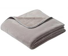 biederlack® weiche Kuschel-Decke Pure Cosy Graubraun I hochwertige Tagesdecke XL 180x220 cm I Öko-Tex Zertifiziert I Flauschige Fleece-Decke I top Qualität I kuschelige Wohndecke in Übergröße