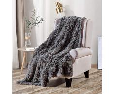 Viviland Kuschelige Weiche Kunstpelzdecke Kuscheldecke, Kunstfell, Felldecke, Webpelzdecke, Langhaar Wendedecke Hochwertige für Bett, Couch, Sofa,Tagesdecke,Grau,130x150cm