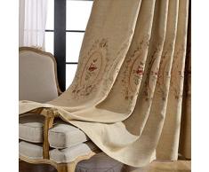 Nvfshreu 2Er Set Europäische Leinenvorhänge Blumen Luxuxjacquard Vorhänge Für Schlafzimmer Wohnzimmer(230 * 140Cm Einfacher Stil Beige) (Color : Colour, Size : Size)