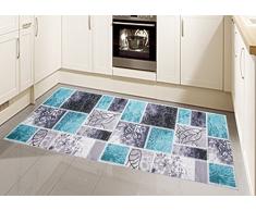 Teppich Modern, Flachgewebe, Gel-Läufer, Küchenteppich,Grau Tukis (TraumTeppich) Größe 80 x 250 cm