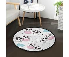 AABAO Happy Cow Teppich, rund, rutschfest, bequem, rund, für Wohnzimmer, Schlafzimmer, 92 cm Durchmesser