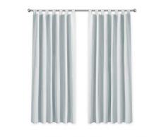 PONY DANCE Vorhang Grau-weiß Blickdicht - 2er Set H 175 x B 140 cm Gardinen für Schlafzimmer/Wohnzimmer Verdunklungsvorhänge mit Schlaufen