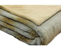 Kuscheldecke Fellimitat LUXURY Sofadecke ca. 150x200 cm Coral Fleece Decke #1645 beige