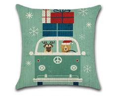 Nunubee Kissenbezug Hohe Qualität bettwäsche Wohnkultur Weihnachten-Serie Dekorative Kissenhülle Sofakissen zierkissen Elch Weihnachtsmann Gedruckt Glocke Elf Rentier Rudolph Festive, Auto 1 45x45cm