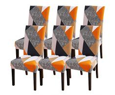 NIBESSER 6 Stück Stuhlhussen Stretch Stuhlbezug elastische Moderne Husse Dekoration Stuhlüberzug für Universelle Passform (E, 6er Set)