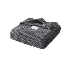 Ruitore-tr Strickdecke mit Fransen, Wolldecke, Büro-Klimadecke, Schaldecke, Sofadecke, Handgemachte Strickdecke,Schal Decke Weiche Überwürfe für Sofa Bett Überwurf Decken (Grau,150 x 200 cm)