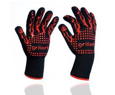grillart® Hochwertige Ofenhandschuhe (2er Set) - hitzebeständig bis 500°C aus Aramid - Premium Grillhandschuhe mit EN407 Zertifikat für extremen Hitzeschutz