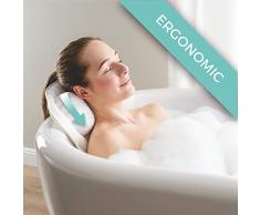 Ergonomisches Badekissen SPIRITY mit Nacken- und Rückenstütze - Komfortables Badekissen zur Entspannung - 3D-Luftnetz-Technologie - Whirlpool-Badewannenkissen mit starken Saugnäpfen - Badezubehör