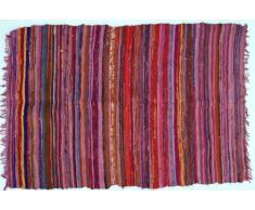Guru-Shop Leichter Flickenteppich, Flickendecke 100x160 cm - Rot-bunt, Baumwolle, Teppiche, Bodenmatten