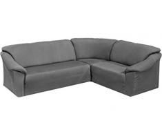 BEAUTEX Milan Sofahusse für Ecksofa, Clubsessel, 1er, 2er, 3er Sitzer, elastische Stretch Husse, Farbe wählbar (Ecksofahusse Grau)