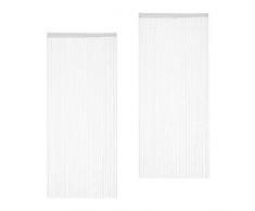Relaxdays weiß, Fadenvorhang, 2er Set, kürzbar, mit Tunneldurchzug, für Türen & Fenster, Fadengardine, 90x245 cm, White, Pack 90x245cm