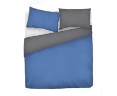 Italian Bed Linen Natural Color Doubleface Bettbezug, 100% Baumwolle, avio/Rauch, Doppelte