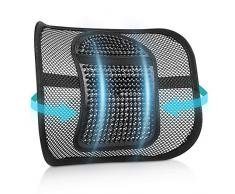 RenFox Lordosenstütze Mesh, Atmungsaktiv Rückenstütze mit Massage-Knoten, Lendenkissen Rückenkissen Taille Rückseite Lendenwirbelstütze für Auto, Bürostuhl, Büro und Arbeit (Black 2)