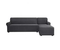 subrtex Sofabezug L Form Stretch Sofahusse Ecksofa Elastisch Antirutsch Eckcouch überwurf Weich Stoff Abwaschbar (Rechts 2 Sitzer, Grau)
