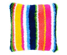Vervaco PN-0175290 Knüpfkissen Streifen Knüpfpackung, Baumwolle, mehrfarbig, 40 x 40 cm / 16 x 16