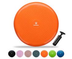 BODYMATE Ballsitzkissen inkl. Pumpe ORANGE 34cm Durchmesser - Balance-Kissen, Sitzballkissen, Luftkissen, Balance Pad, Noppenkissen - Core-, Fitness-, Reha-, Koordinations- und Rückentraining
