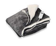 Navaris XXL Elektrische Wärme Heizdecke - 180x130cm 3 Wärmestufen Abschaltautomatik waschbar - Kuschelige Bett Wärmedecke Grau