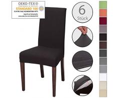 Staboos Stuhlhussen 6er Set aus 96% Baumwolle - Bi-elastische Stretch Stuhlüberzüge - Universal Stuhlbezug - Stuhlabdeckung waschbar & bügelfrei, Schwarz