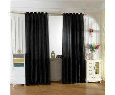 Serria® 2 Stück Verdunklungsvorhang Blickdicht Vorhang Thermogardine Verdunkelungsgardinen für Schlafzimmer Wohnzimmer,Hause,Hochzeit,Party,Restaurant,Hotel,einkaufszentrum,Pub Schwarz 100cmx250cm