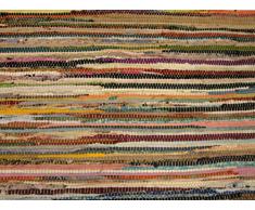 Fleckerlteppich Handgewebt 140 x 70 cm Kelim Beidseitig nutzbar ca. 1800g/m Flickenteppich